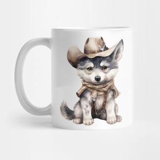 Gray Wolf Wearing a Cowboy Hat Mug